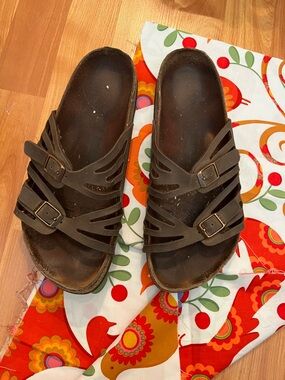 Birkenstock Granada Brown Slip On Strappy Sandals Women Size 38